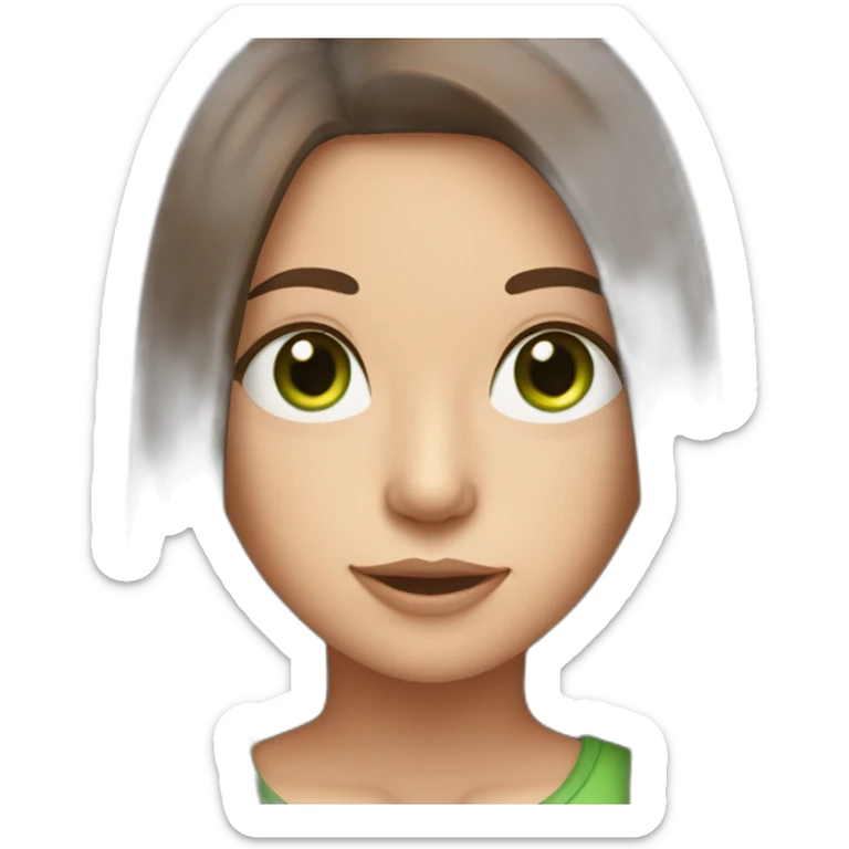 long straight brown hair girl with green eyes and freckles from head to chest sticker