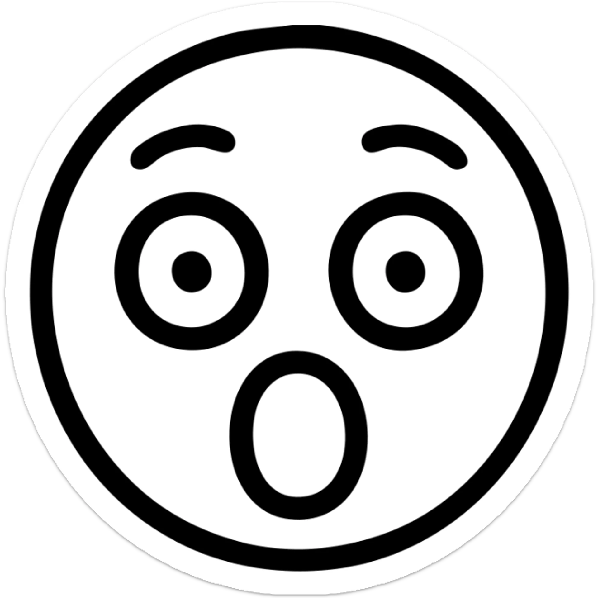 icon of a surprised or amazed head with wide eyes and open mouth, modern icon style sticker