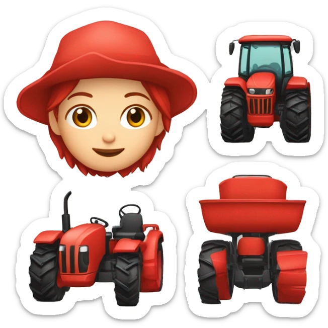 Grüner traktor mit roten felgen darin sitzt mädchen mit roten haaren und sagt hopperla sticker