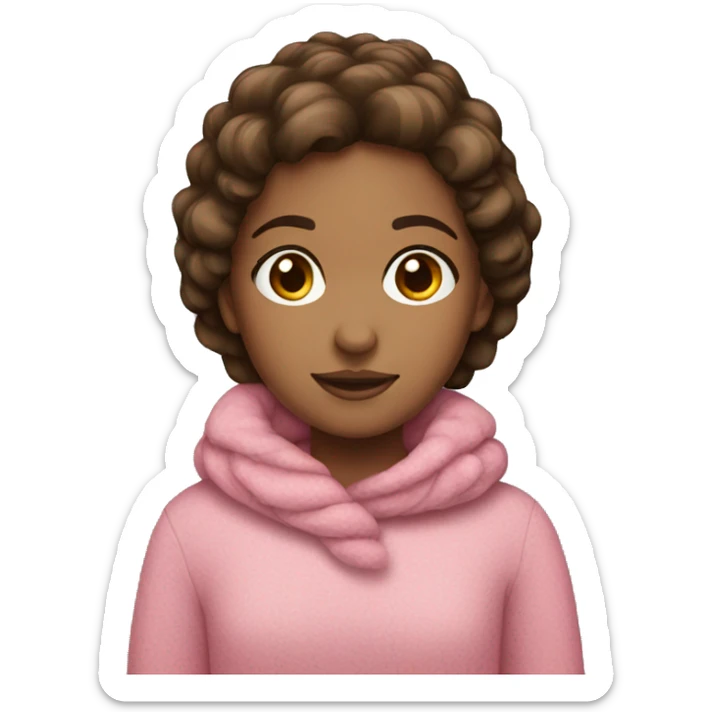 pink christmas cozy girl with brown hair sticker