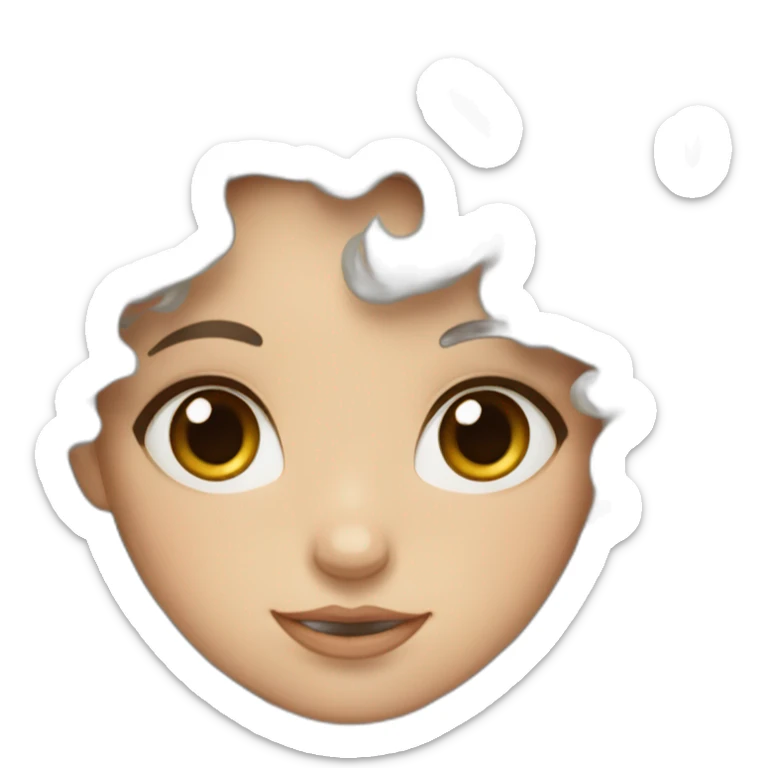 girl with big blue eyes, fair skin and curly hair with bangs sticker