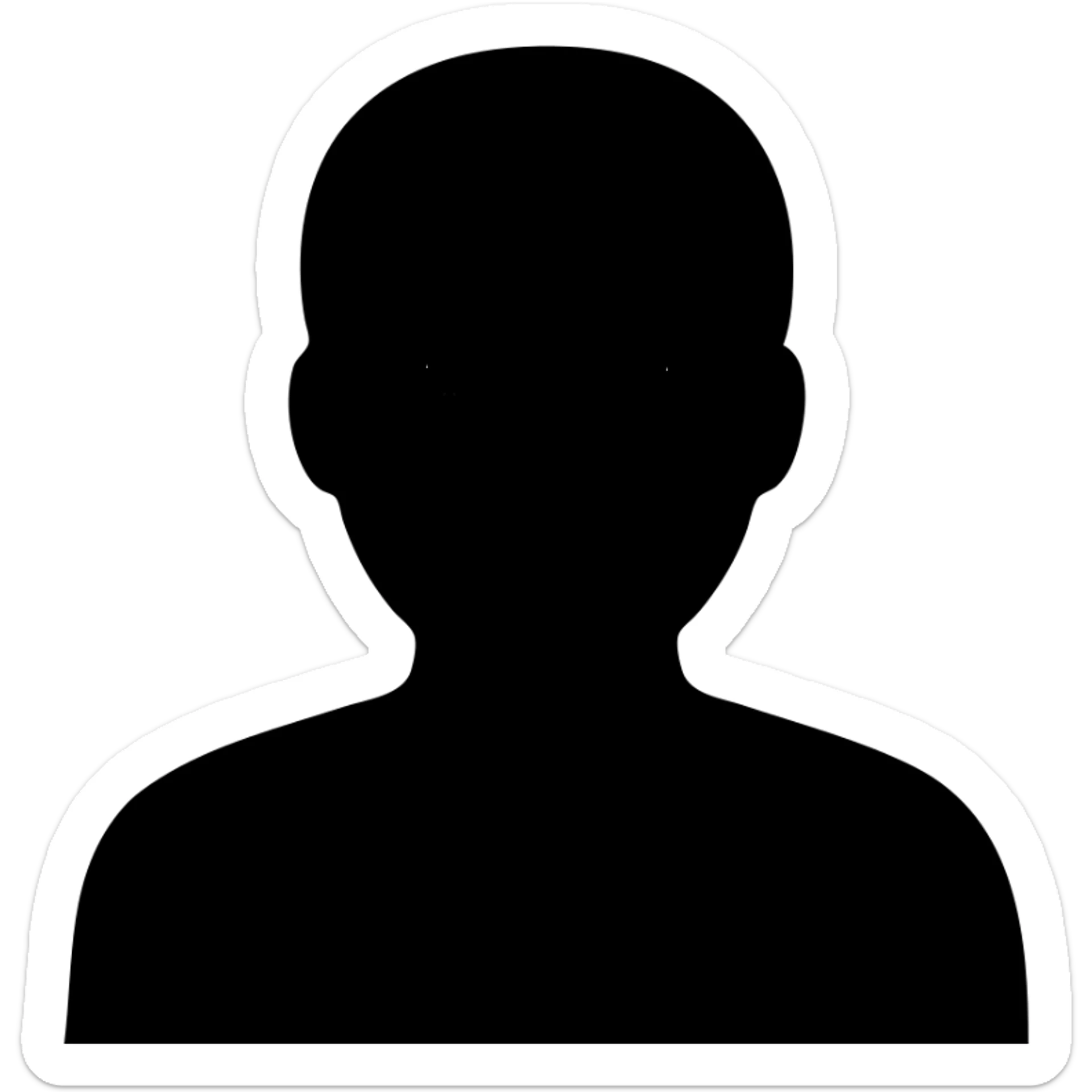 minimalistic icon of a guy with a red sweater, brown eyes, and black hair, upper body, white background sticker