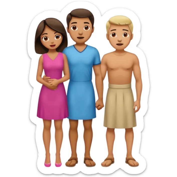 full body of a man on his hands and knees in front of a woman while she stands behind him with her tongue out sticker