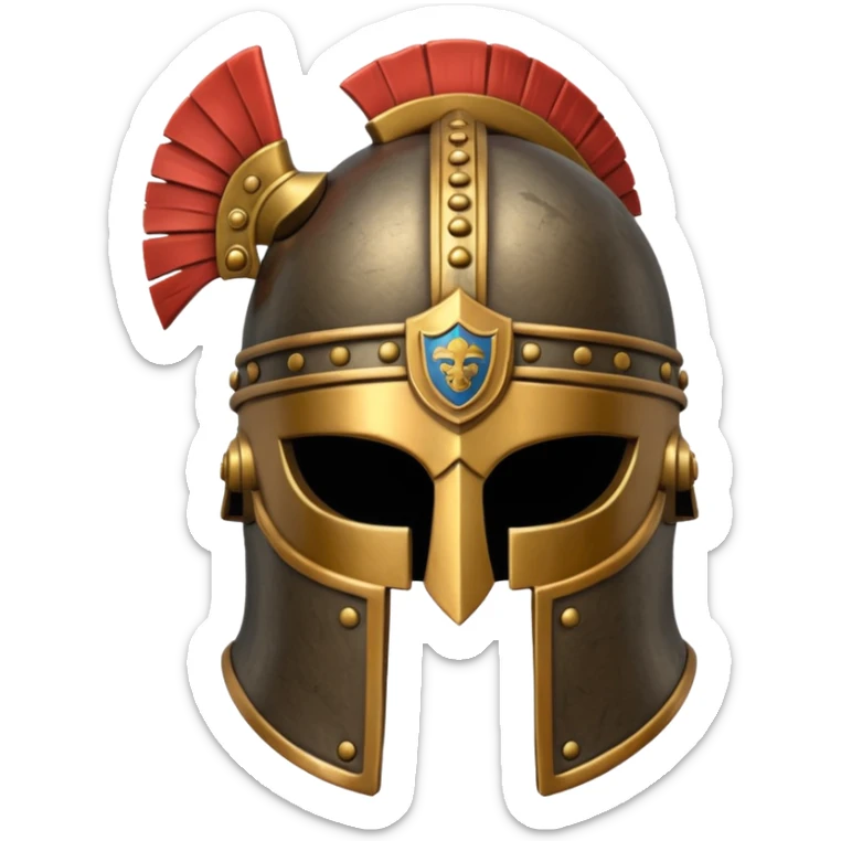 An emoji of an ancient Roman gladiator's helmet with a crest. sticker