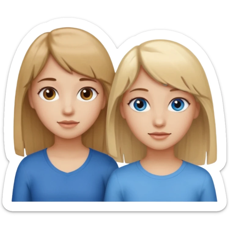 2 girls best friends one looks like barbie merliah summers with blonde hair and blue eyes and the other is a girl with brown hair and brown fringe and light brown eyes  sticker