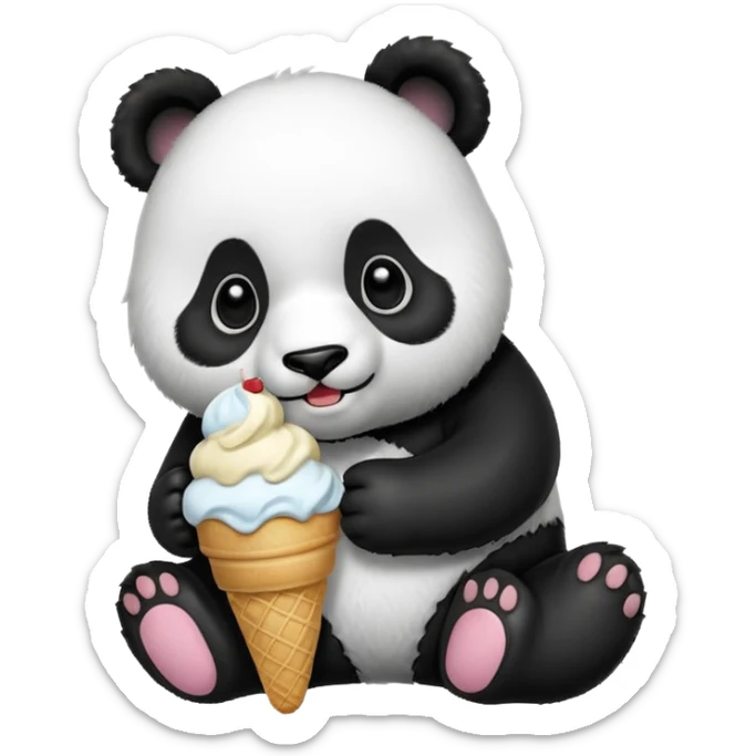 Panda eating ice cream sticker