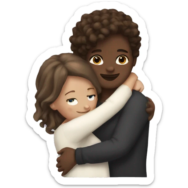 brown hair white girl hugging brown hair black girl sticker