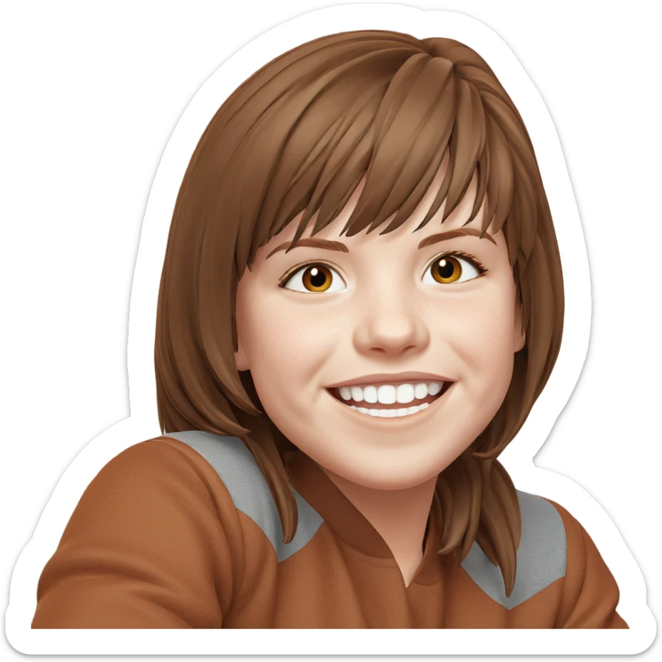 smiling girl with brown hair sticker