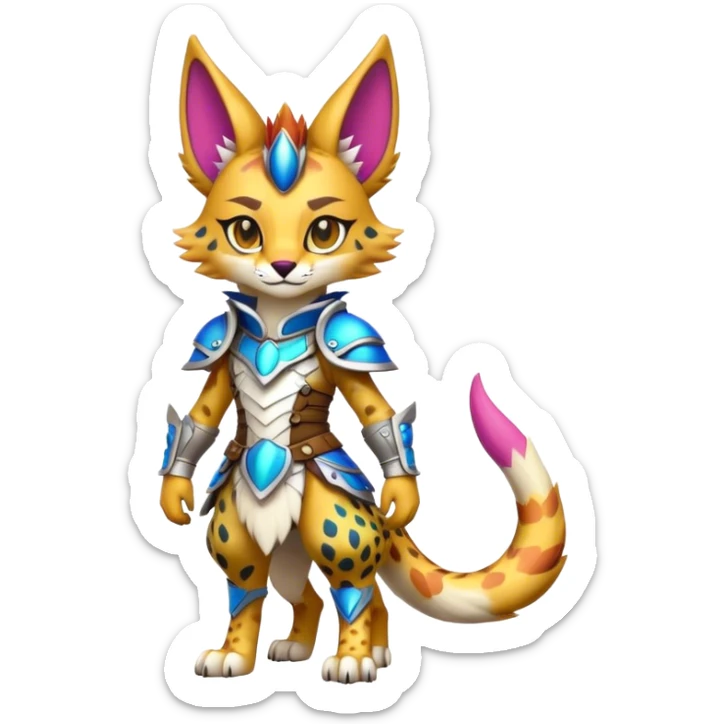Cute Kawaii Epic Colorful Sergal-Serval-Vernid full body sticker