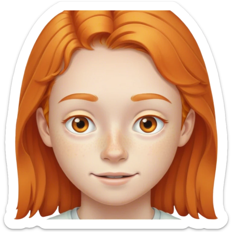 A ginger 14 year old orange braces with lots of almost invisible freckles under the eye sticker