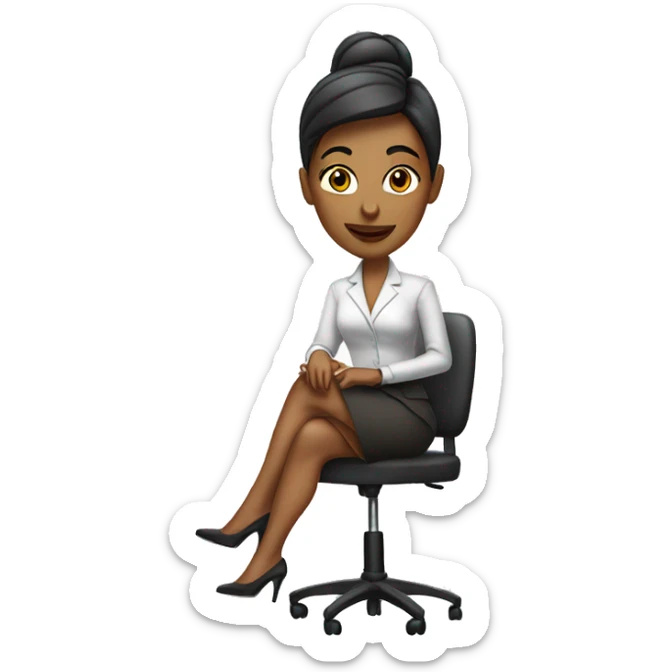 Business woman with short skirt and high heels sitting on chair sticker