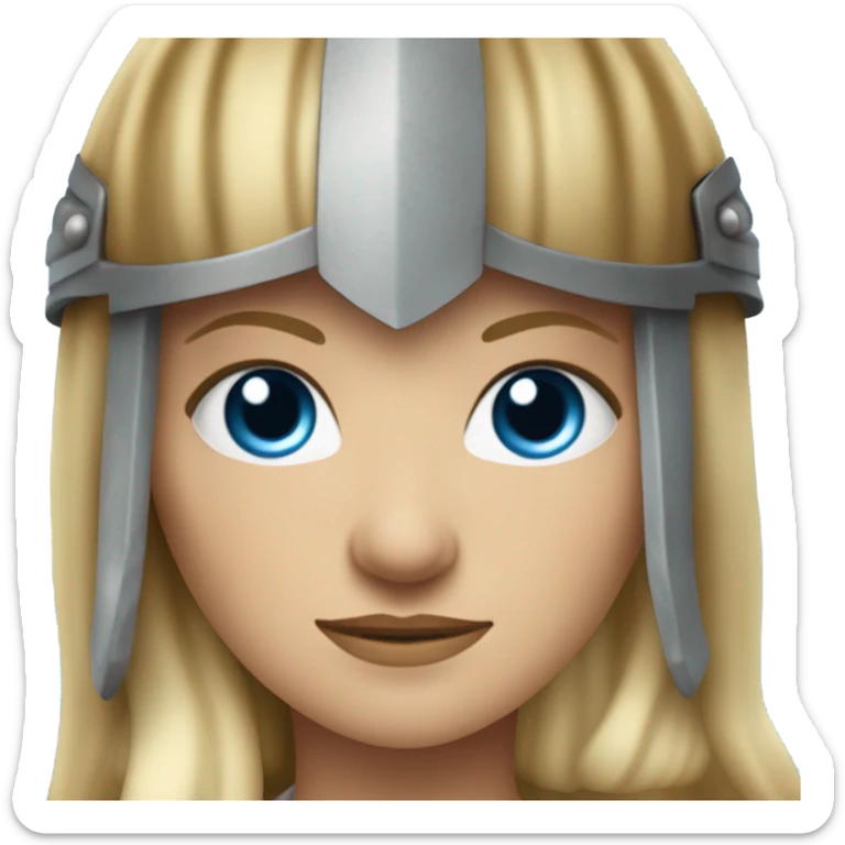 Blonde viking woman in her 40s with blue eyes and long blonde hair and viking helmet    sticker