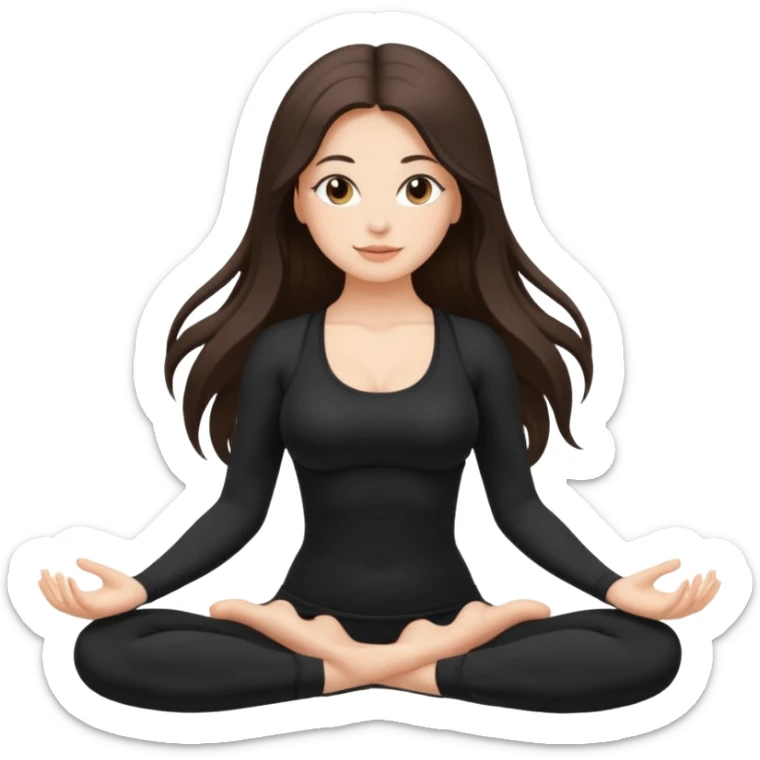 brunette super long hair yoga girl black clothes clothes buxom  sticker