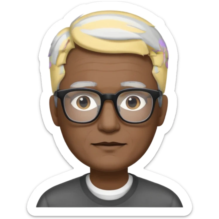 padre con gafas rectangulares poco pello y color blanco y negro sin arujas sticker