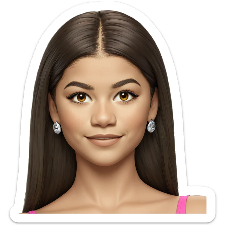 smiling girl with brown hair sticker