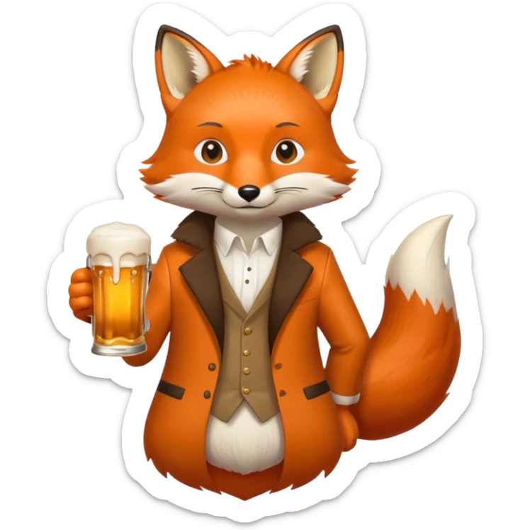 Un renard style manga qui tien une bierre marqué pmusama sticker