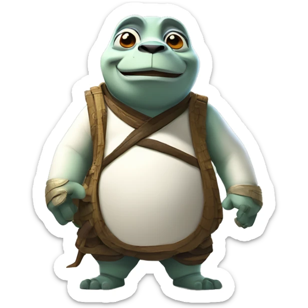 Design a colorful, vibrant, illustrated, and cartoony Master Oogway icon inspired by the movie 'Kung Fu Panda' Master Oogway must face the camera directly. sticker