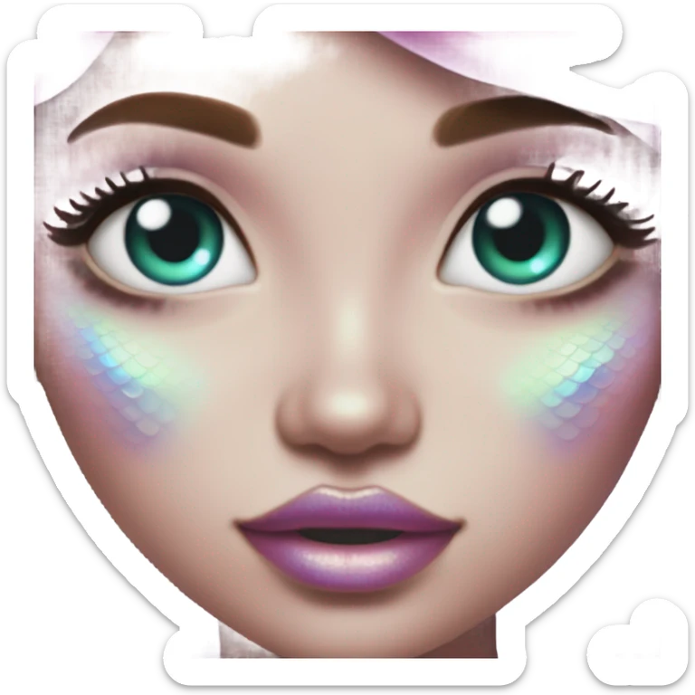 mermaid, model, magical, pink lips, iridescent, mystical, shiny, holographic, highlights, scales  sticker
