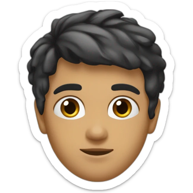Garçon cheveux noirs court lisse yeux bruns foncés peau blanchr sticker