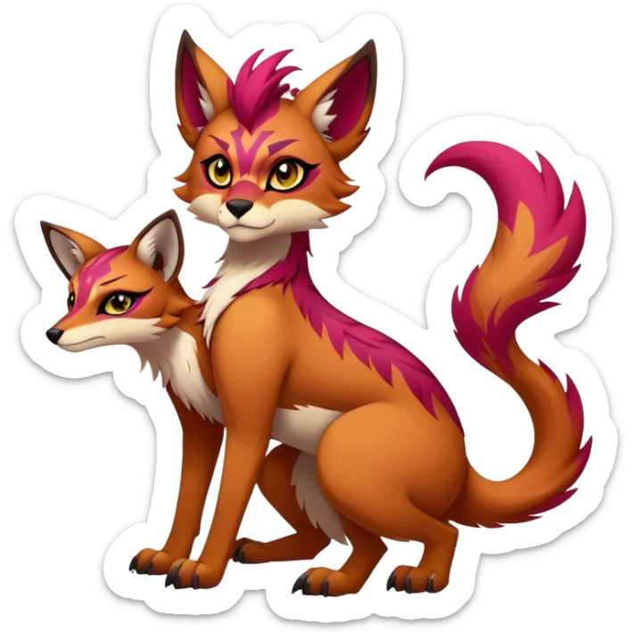 Vibrant dark edgy badass cool Falvie-Fionbri-creature-fursona, full body, with random markings sticker