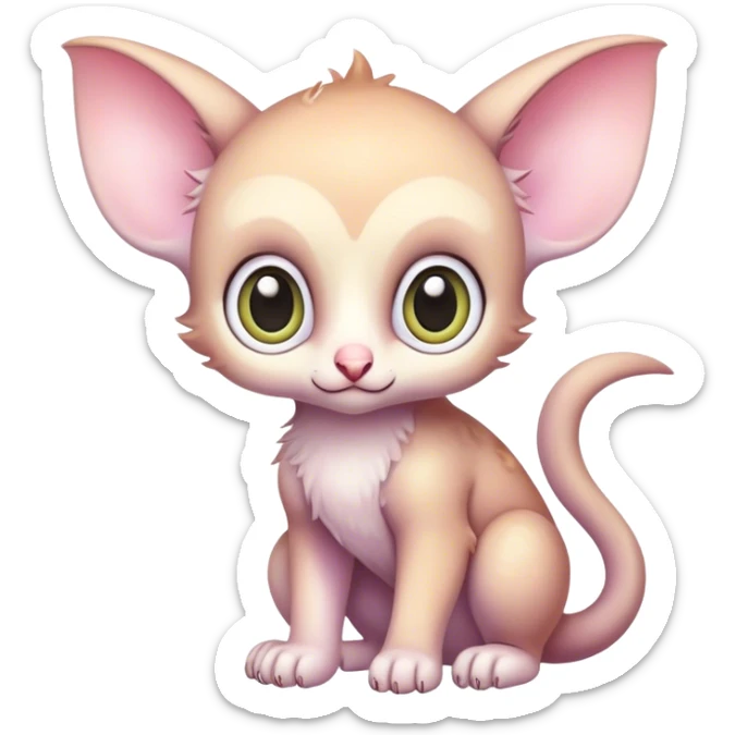 Adorable colorful baby pastel edgy animal-hybrid, full body, big Eyes sticker
