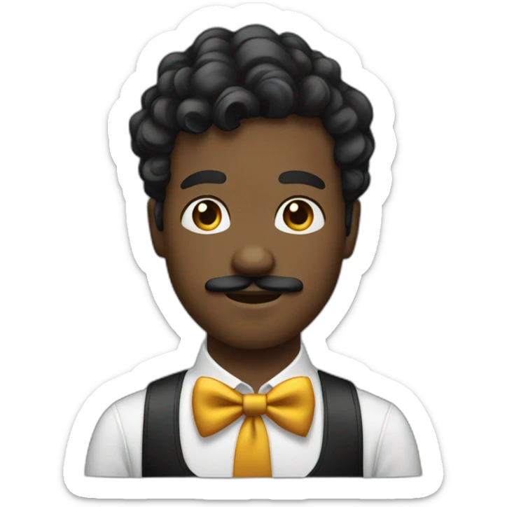 young black man with a bow tie and a moustache and shirt hair sticker