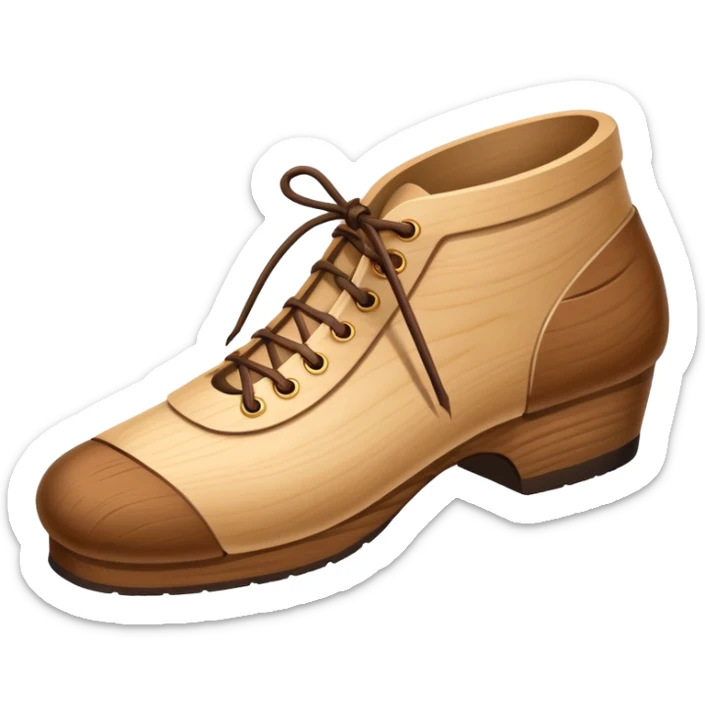 Un zapato de madera estilo Polonia . El zapato está tallado a mano. Pero de madera  peo que no tenga cordón para desatar sticker
