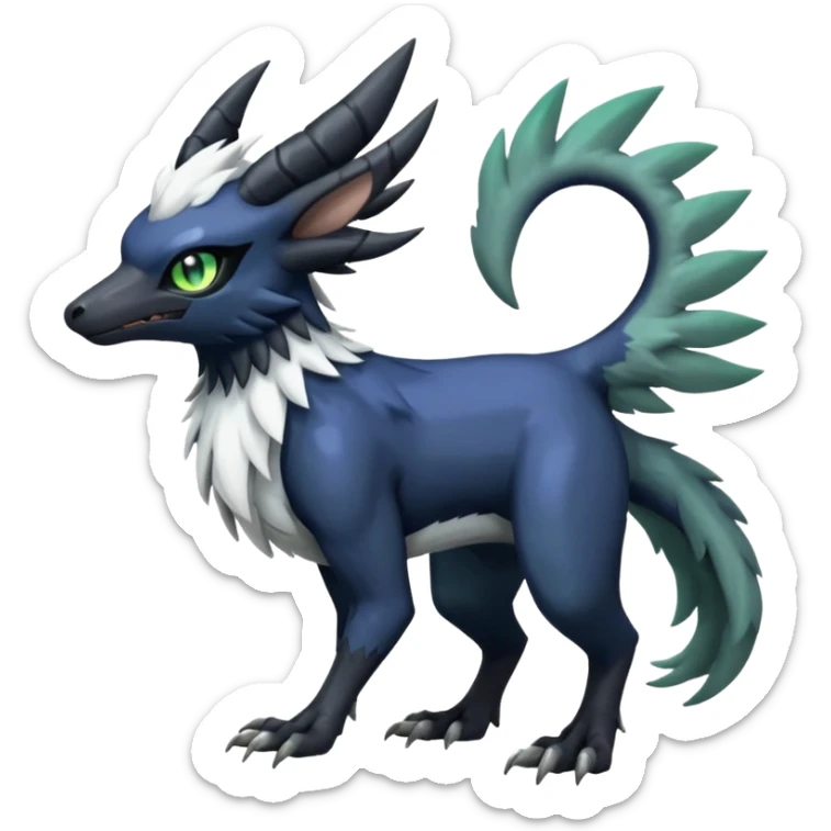 Shiny Black Grey White and Dark-Green Trico-Nargacuga-Silvally-Absol-fusion sticker