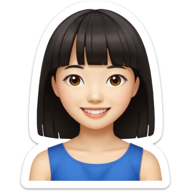 asian girl blunt fringe shoulder length hair sticker