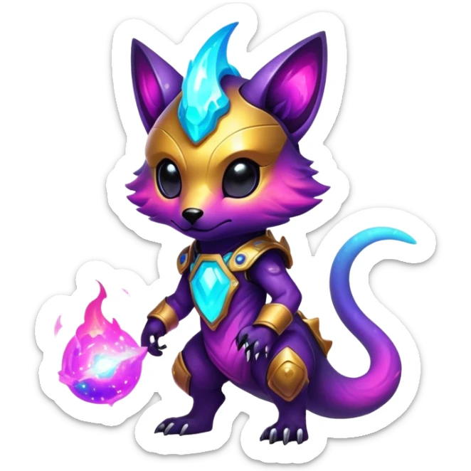 Epic Edgy Cute Colorful Nebula Modern Vernid-Protogen-creature-animal, full body sticker