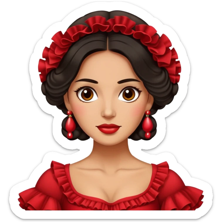 Spanish woman with dark hair wearing traditional flamenco dress sticker