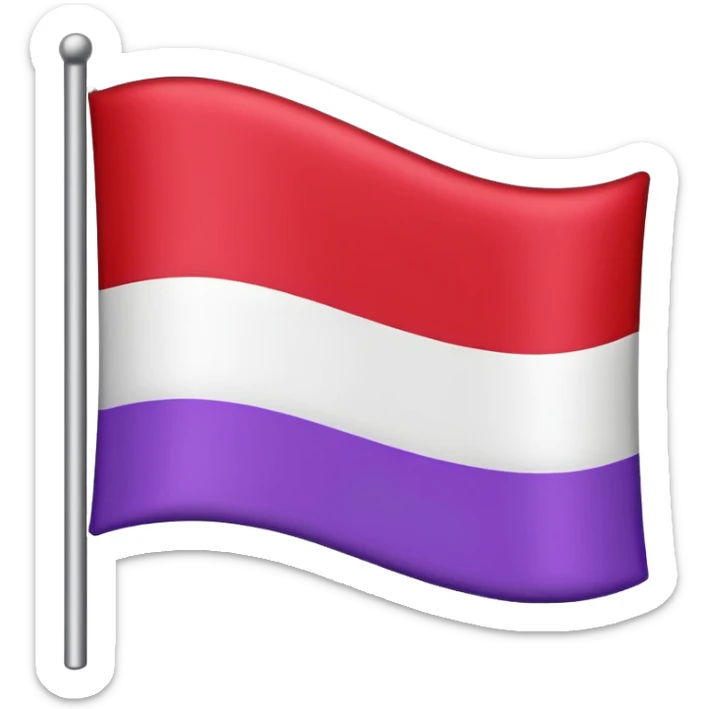 The emoji of a flag with three horizontal bars. The top bar is black, the middle bar is white, and the bottom bar is split in half. The bottom left is purple, and the bottom right is red sticker