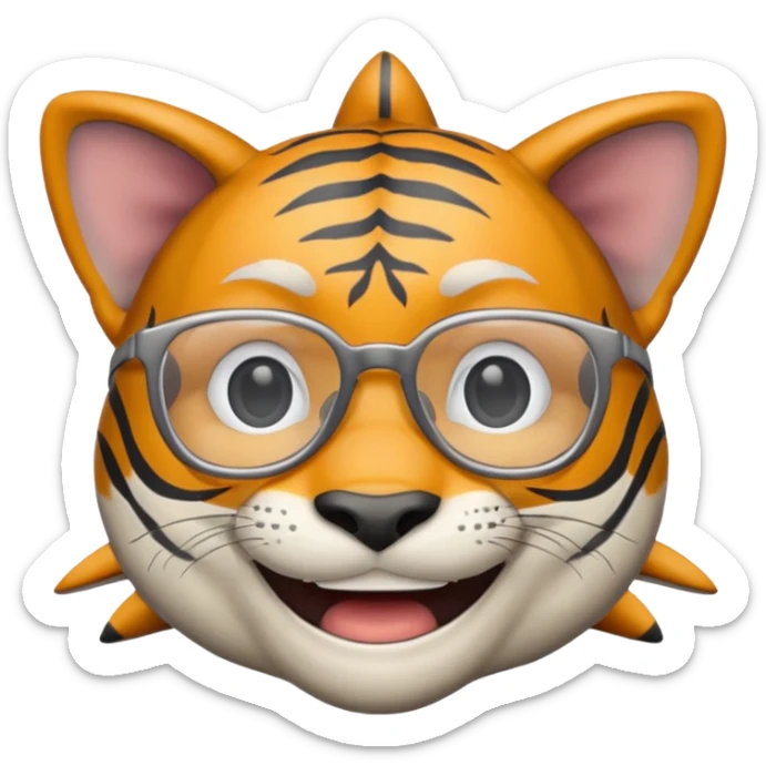 create me a slack emoji of a very old tiger shark with grey hair and glasses sticker