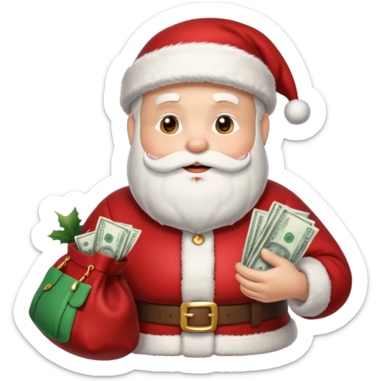 Um emoji de um  papai noel segurando um saco de dinheiro sticker