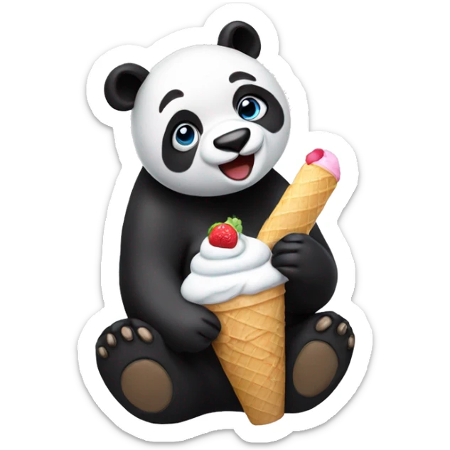 Panda eating ice cream sticker