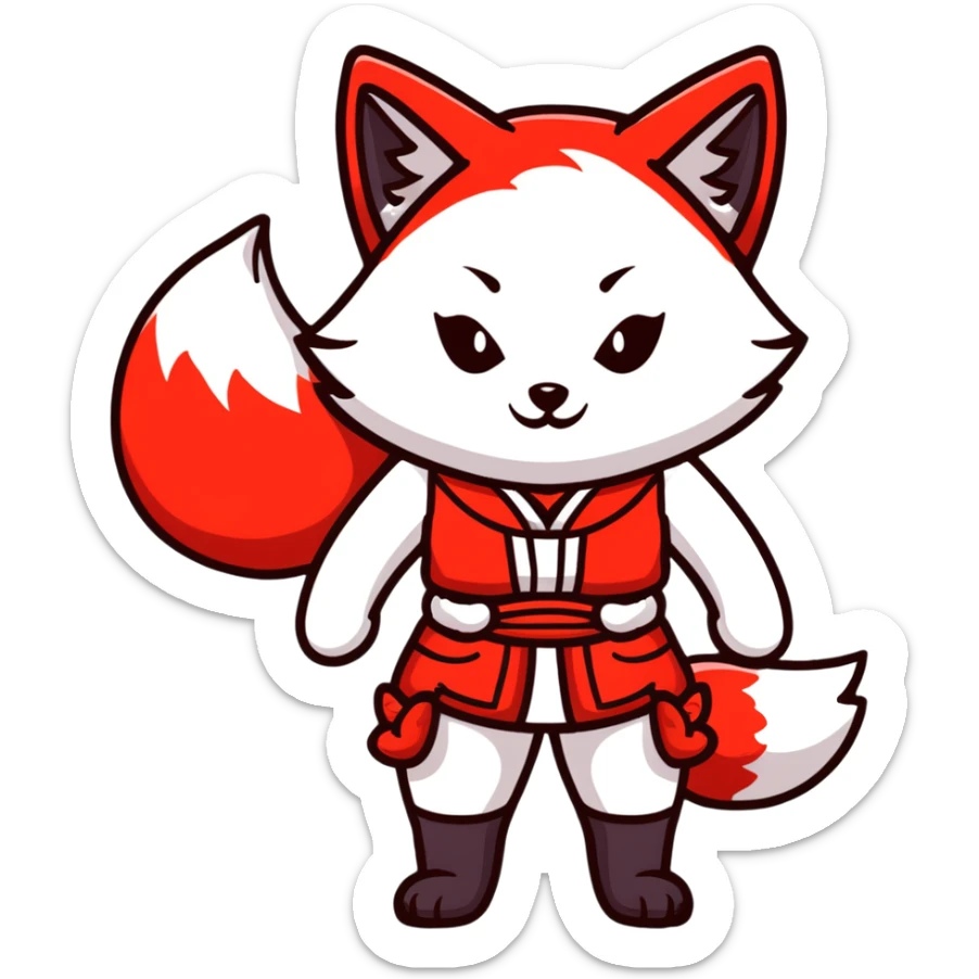 Azur Lane Akagi kitsune girl with red and white outfit and multiple fox tails sticker
