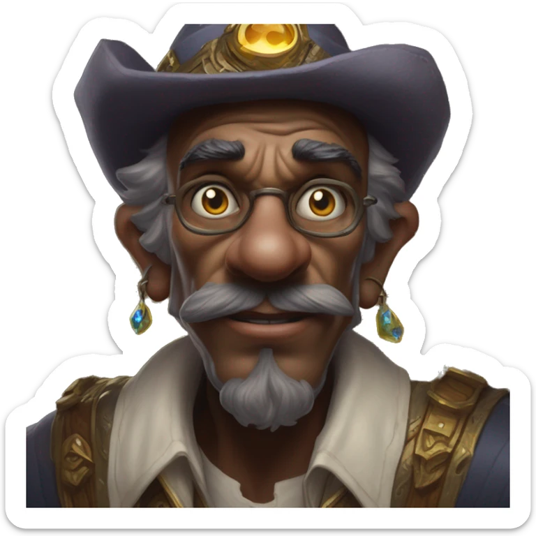 Warcraft gem collector in Uncle Scrooge style, oil paint, mysterious eyes, intricate lips, masterpiece portrait, odd perspective, beautiful, desirable, logical sticker