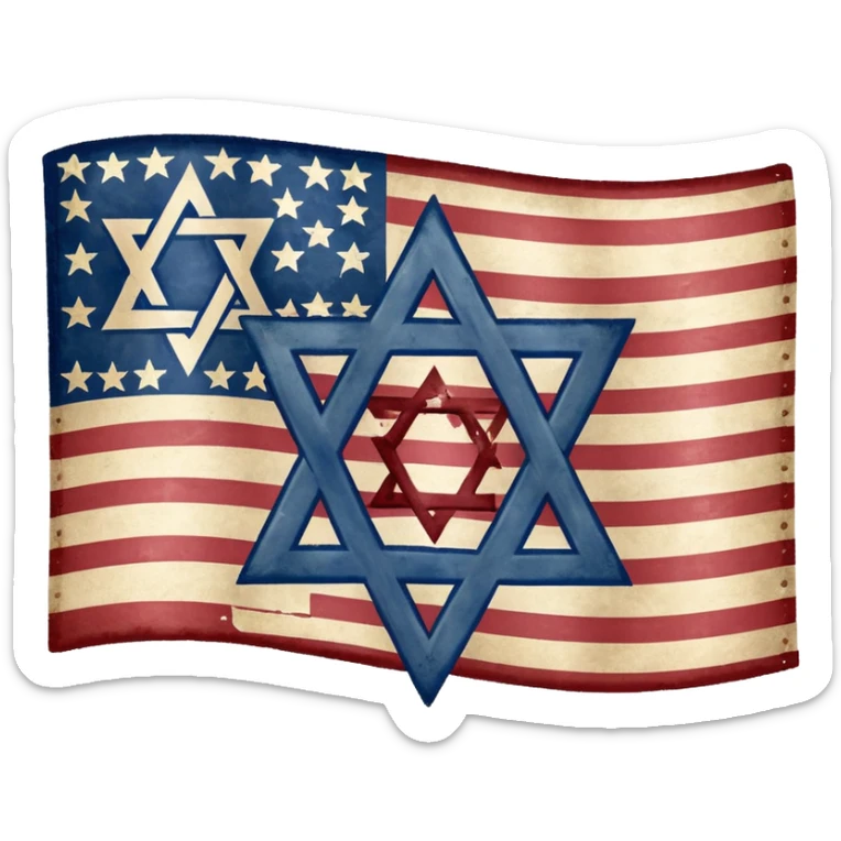 United States flag with a swastika symbol and star of david symbol on the flag sticker