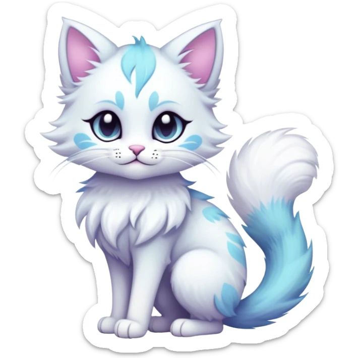 Kawaii dark edgy fantasy pastel ethereal feline fursona animal creature with a tufted tail full body sticker