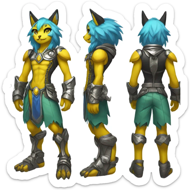 Anthro Sona Cool Edgy Legendary Colorful Shy Shiny Fakemon-Fantasy-Creature With Full Body Detailed High Quality sticker