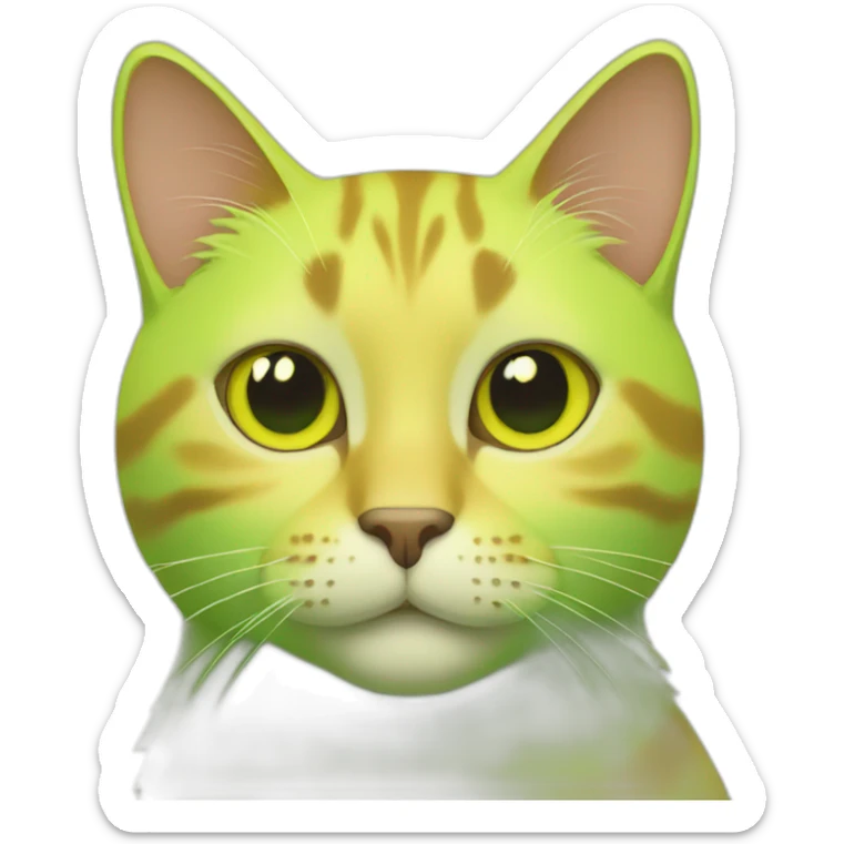 Yellow green cat sticker