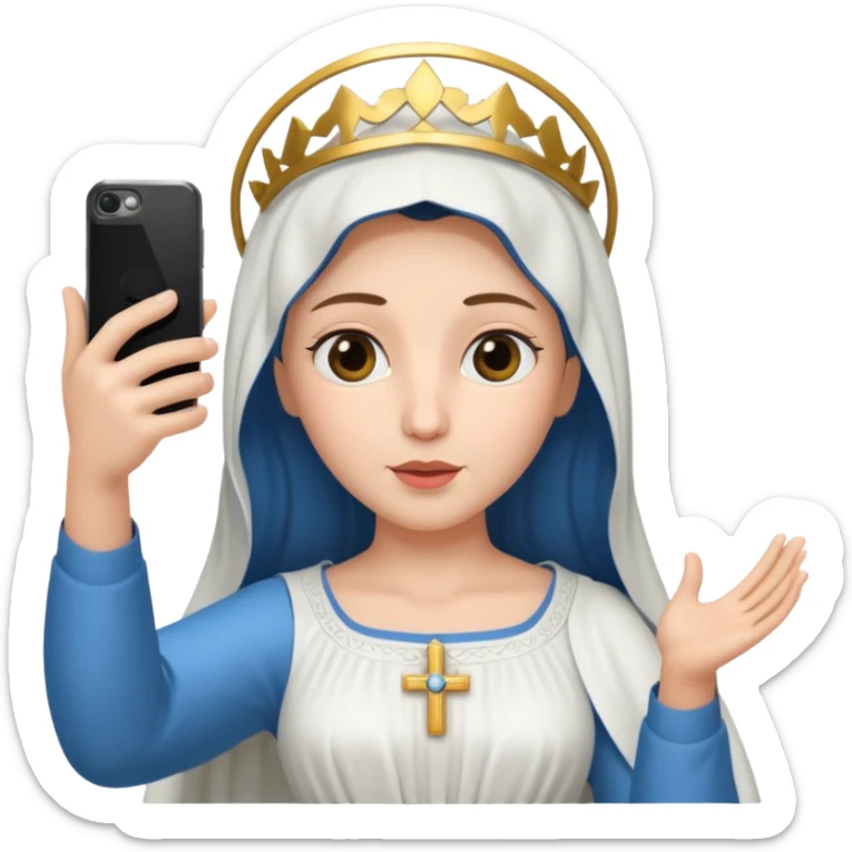 emoji della madonna vestita di BIANCO  con SCATTA UN SELFIE
 sticker