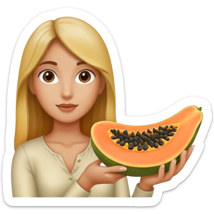 Beautiful body of  Girl beautiful body holding one half of papaya sliced in half sticker