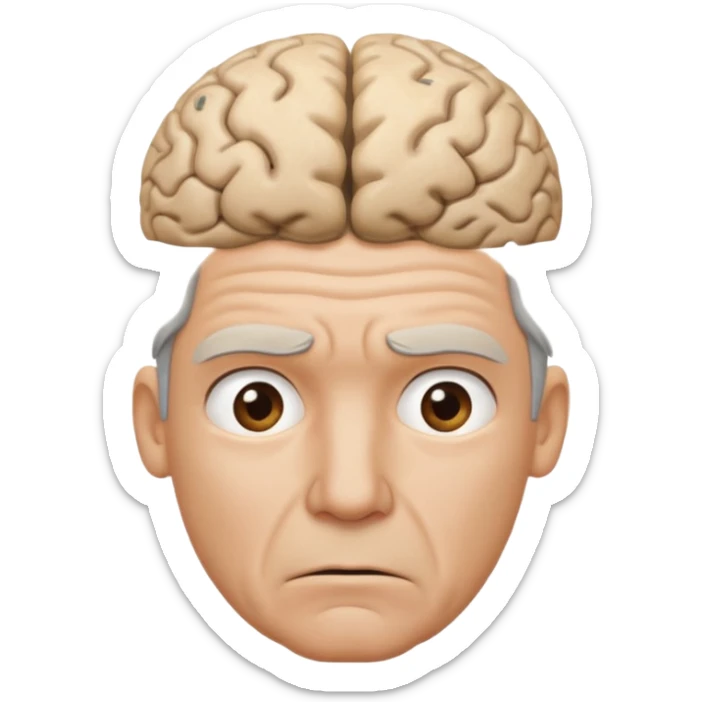 a worried blond man that dont know what to do and with the brain out of your opened head sticker