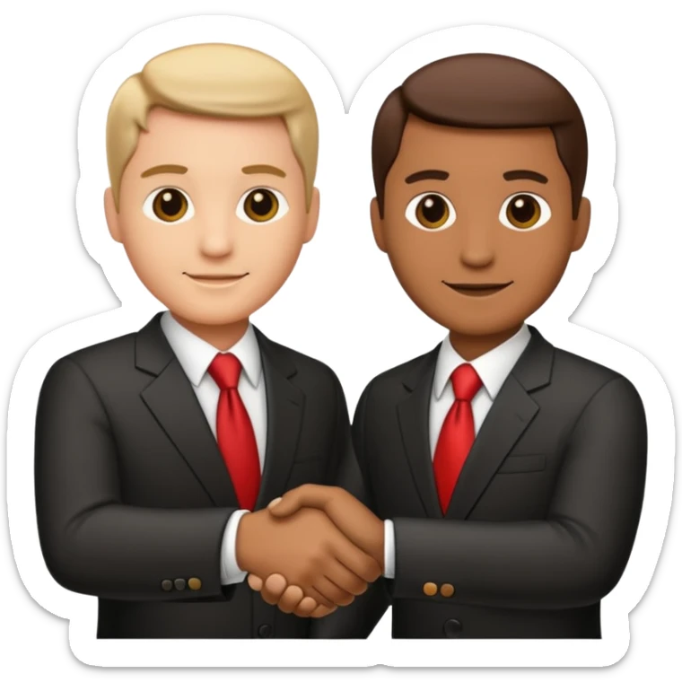 Businessman handshake, iOS emoji style, apple emoji design, clean and simple, no text sticker