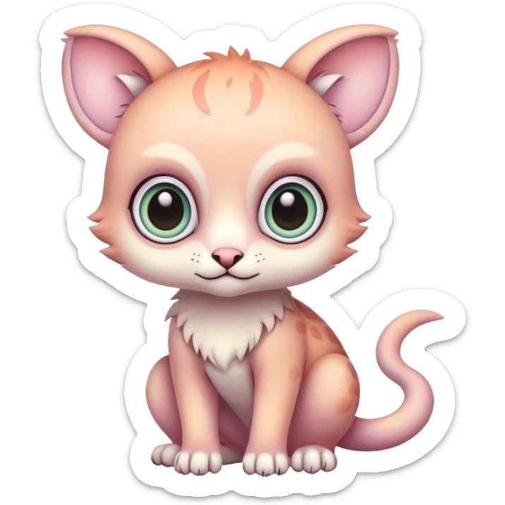 Adorable colorful baby pastel edgy animal-hybrid, full body, big Eyes sticker