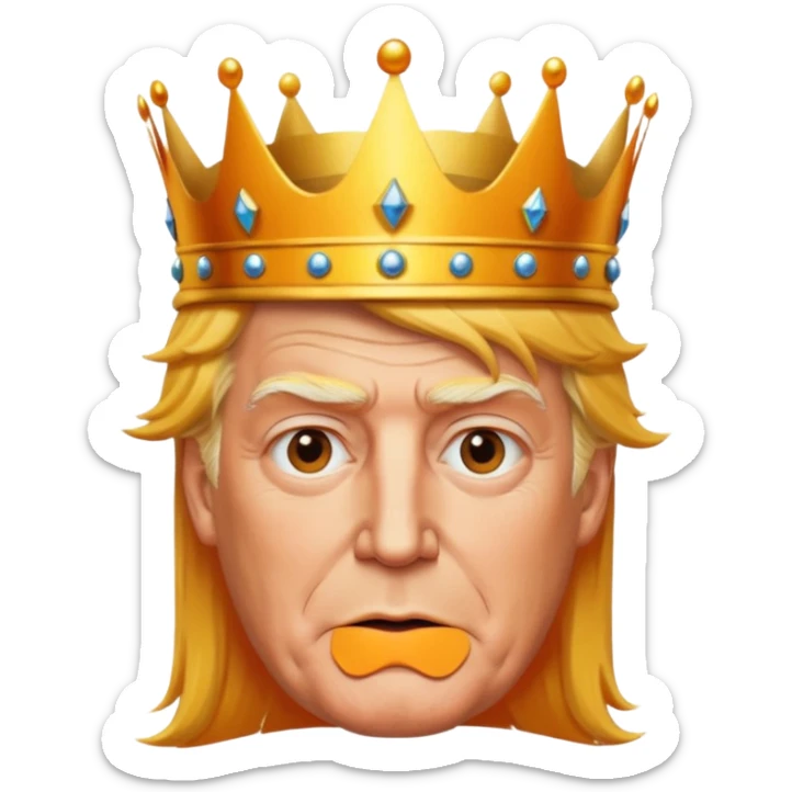 President Trump as 90 year old king with orange face and hair sticker