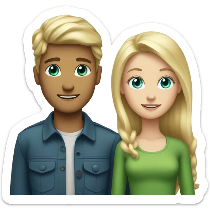 Blonde tall boy with blue eyes and blonde girl with green eyes sticker