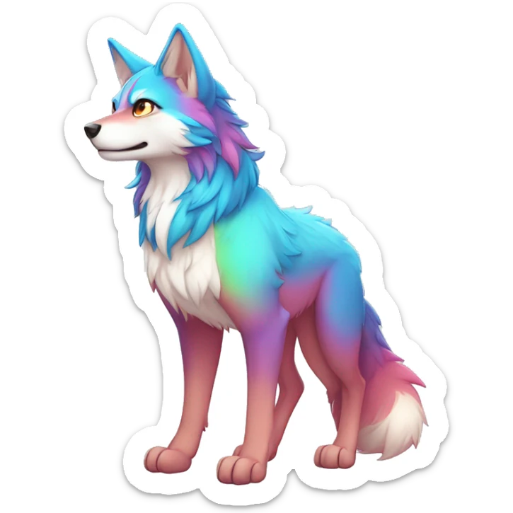 Colorful Shiny Fionbri-Falvie-sparkle-wolf-sona with markings full body sticker