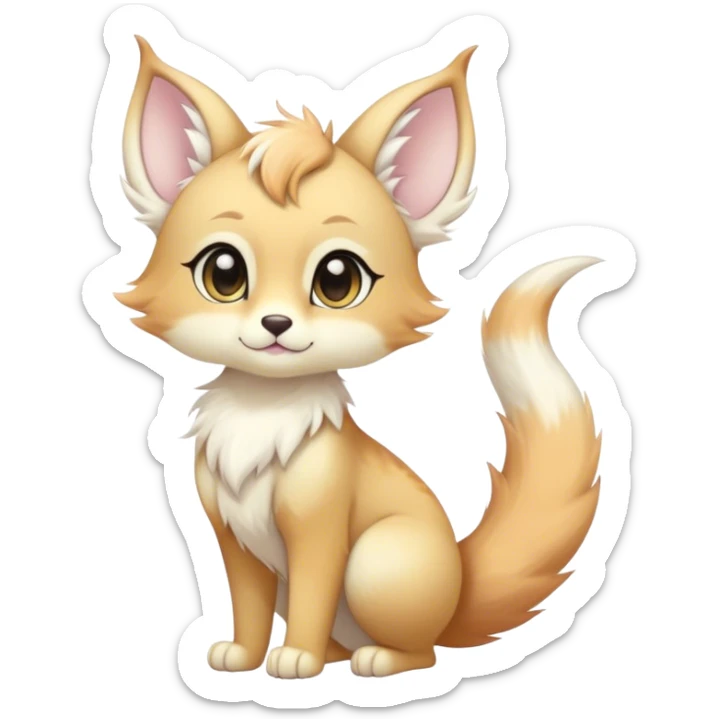 Kawaii bright fantasy ethereal anthro fursona animal with a tufted tail and round ears sticker